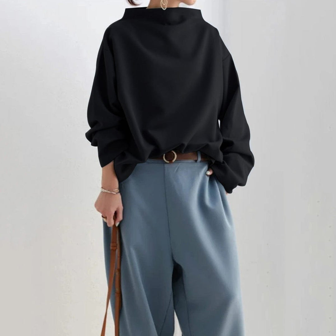 Damen Oversized Strickpullover mit Hochkragen und weitem Schnitt