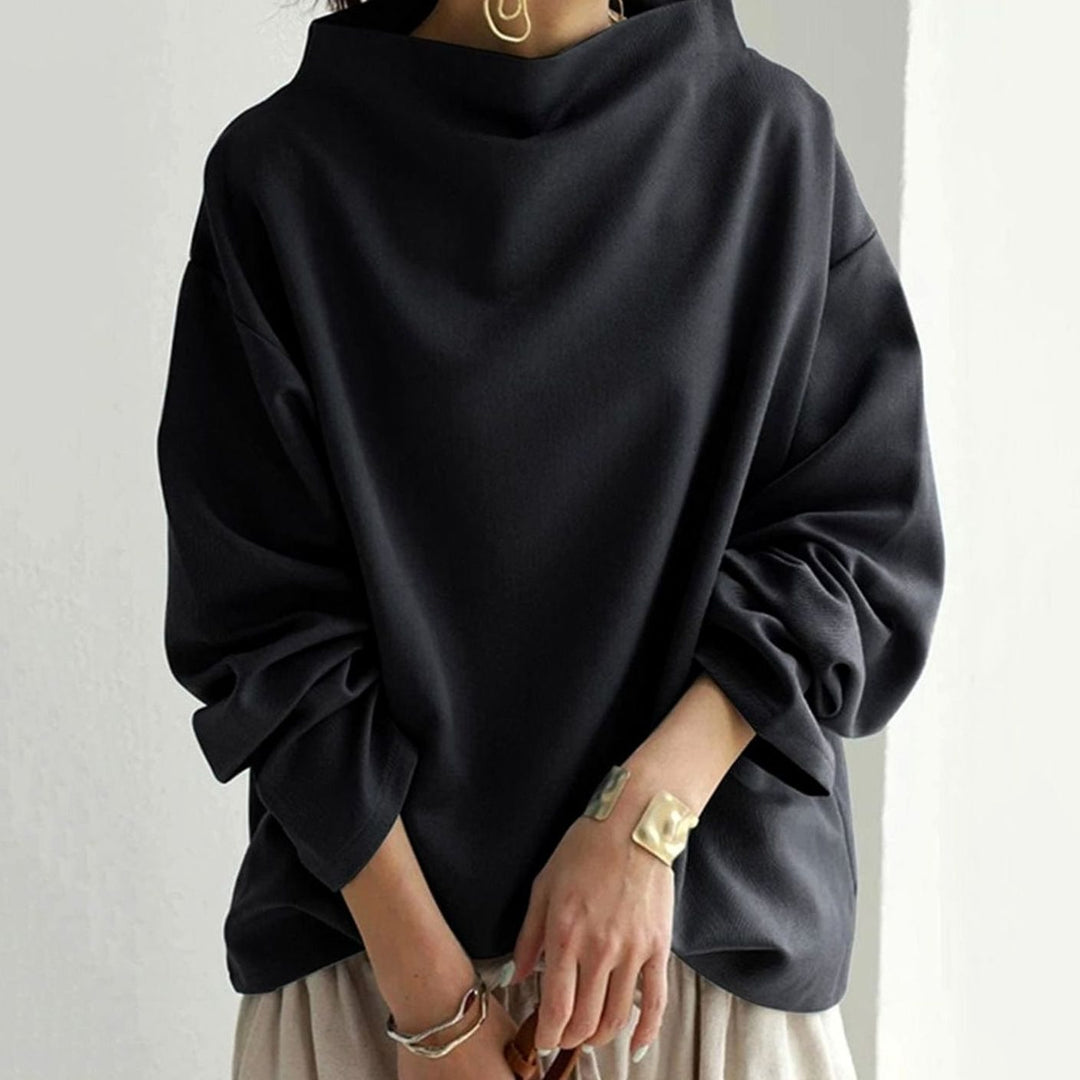Damen Oversized Stricktop mit Hochkragen Langarm