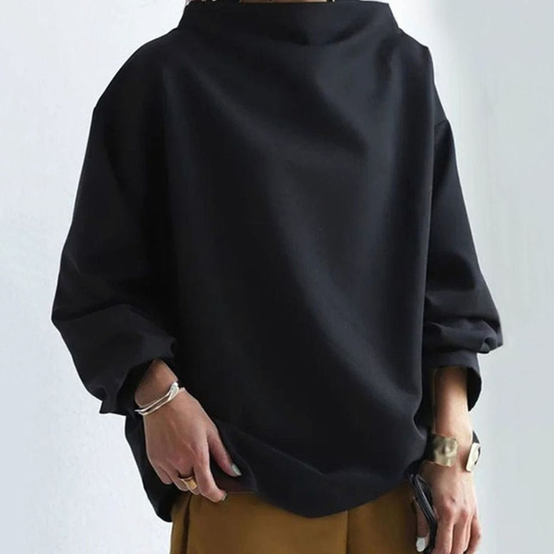 Damen Oversized Stricktop mit Hochkragen Langarm