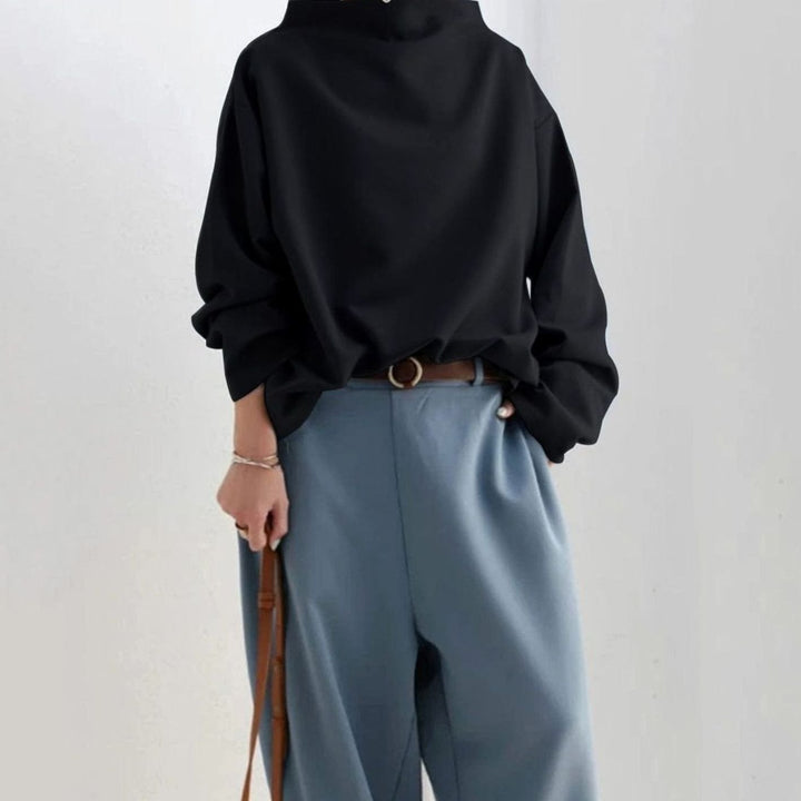 Damen Oversized Stricktop mit Hochkragen Langarm