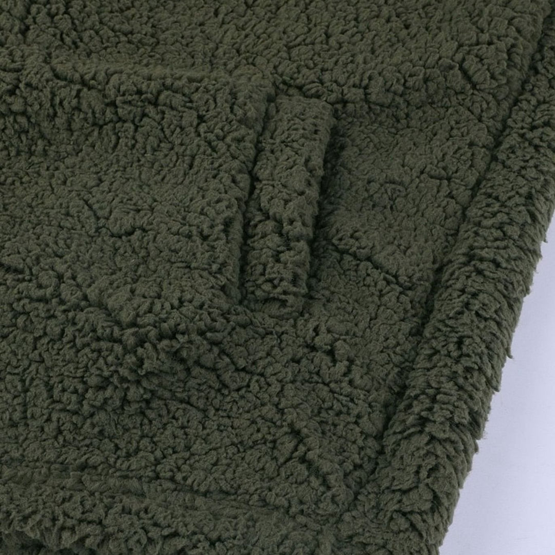 Damen Oversized Teddy-Mantel mit Kapuze und Reißverschluss