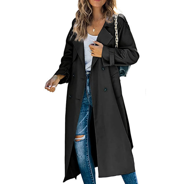 Damen Oversized Trench Coat mit Bindegürtel Doppelreiher