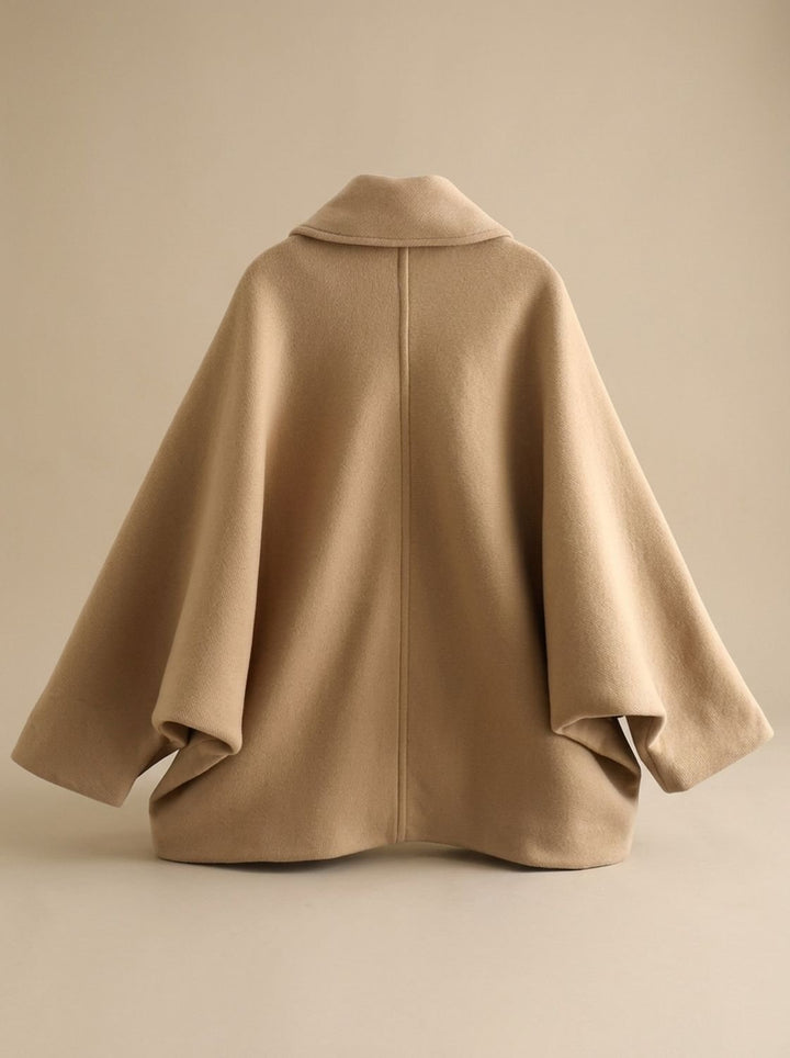 Damen Oversized Wollmantel mit Knopfleiste und Kontrastfutter