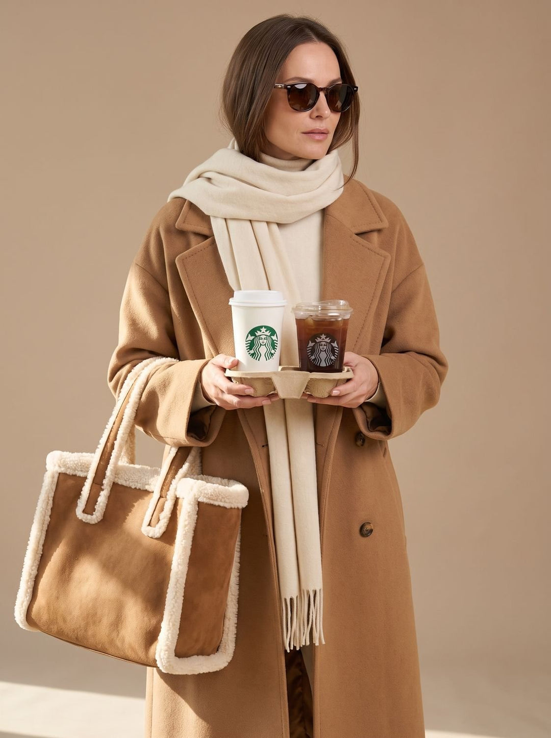 Damen Oversized Wollmantel mit Knopfleiste und Kontrastfutter