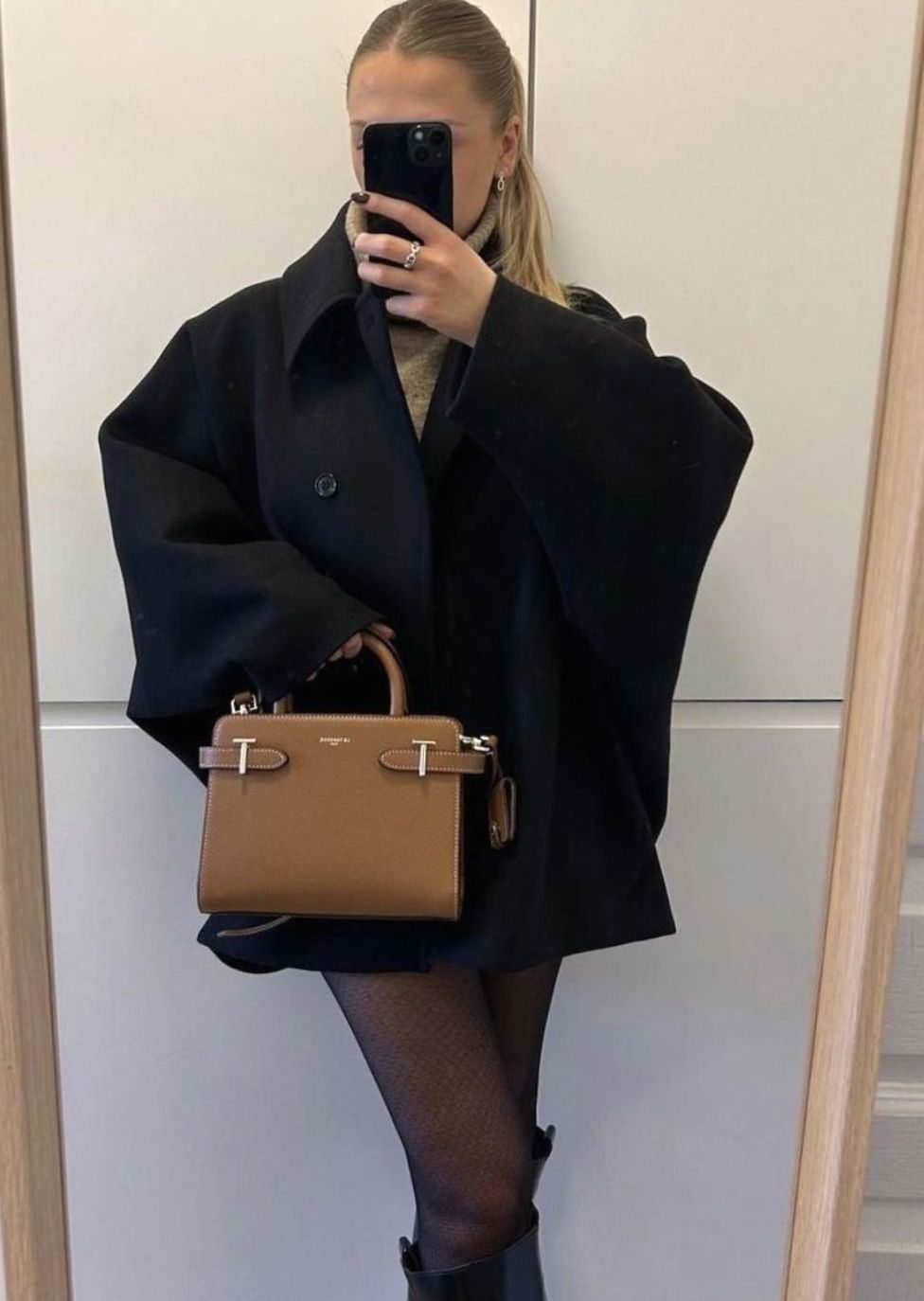 Damen Oversized Wollmantel mit Knopfverschluss in Herbstfarben