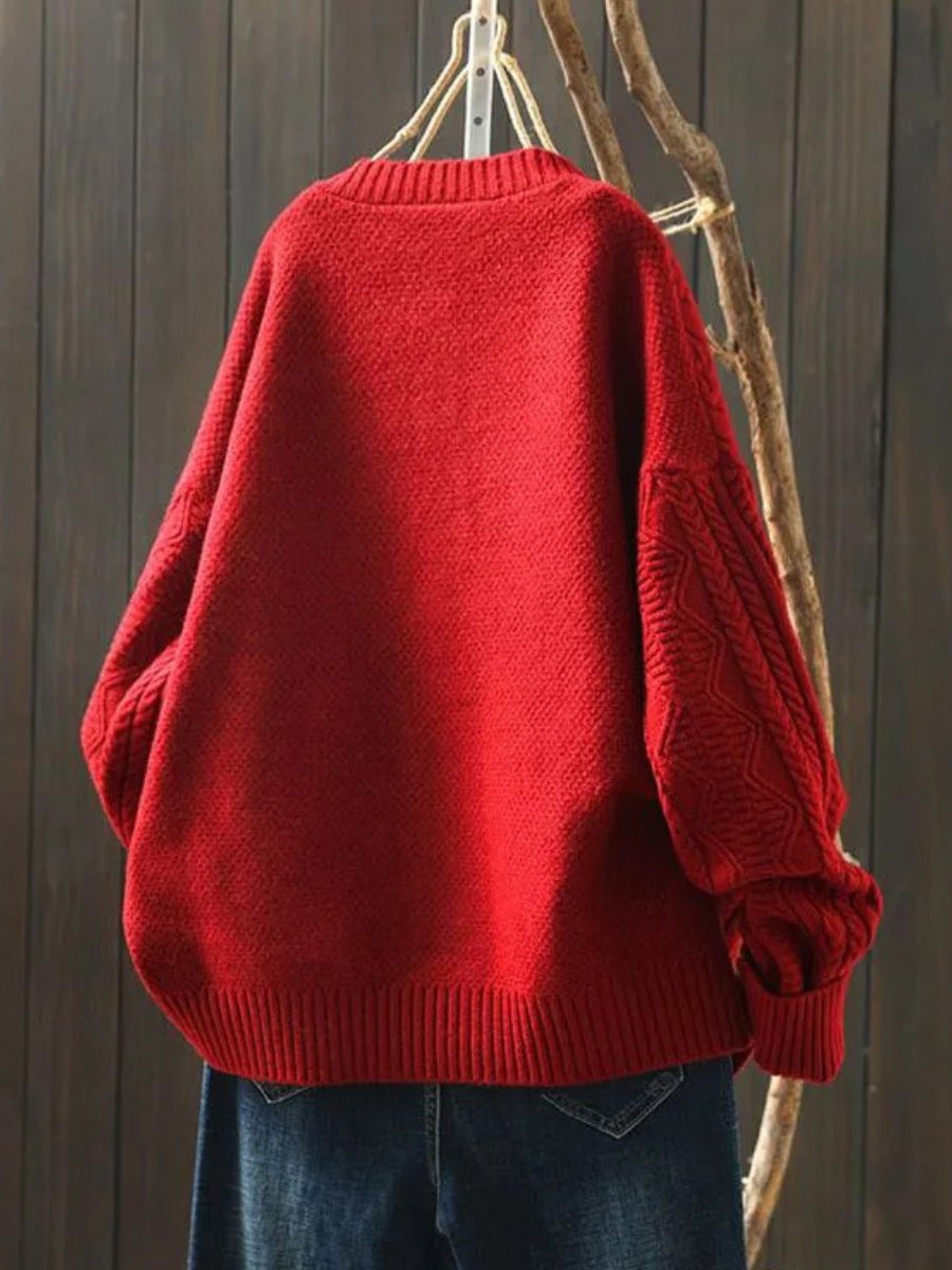 Damen Oversized Zopfmuster-Cardigan mit Knopfleiste
