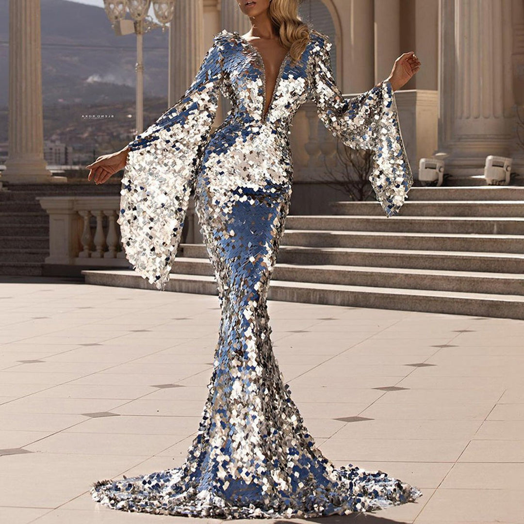 Damen Pailletten Partykleid Abendkleid glitzernd festlich