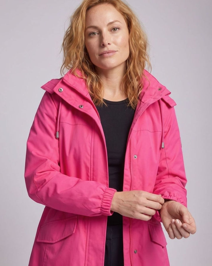 Damen Parka mit Kapuze Wasserabweisend Taillenzug Übergangsparka Lang