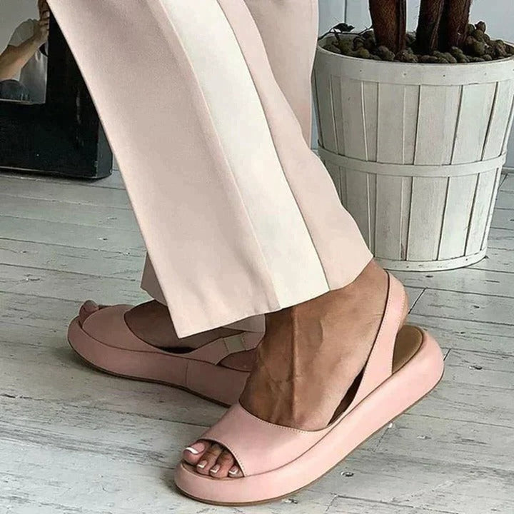 Damen Peep-Toe Slingback Comfortable Sandals flache Sommersandalen