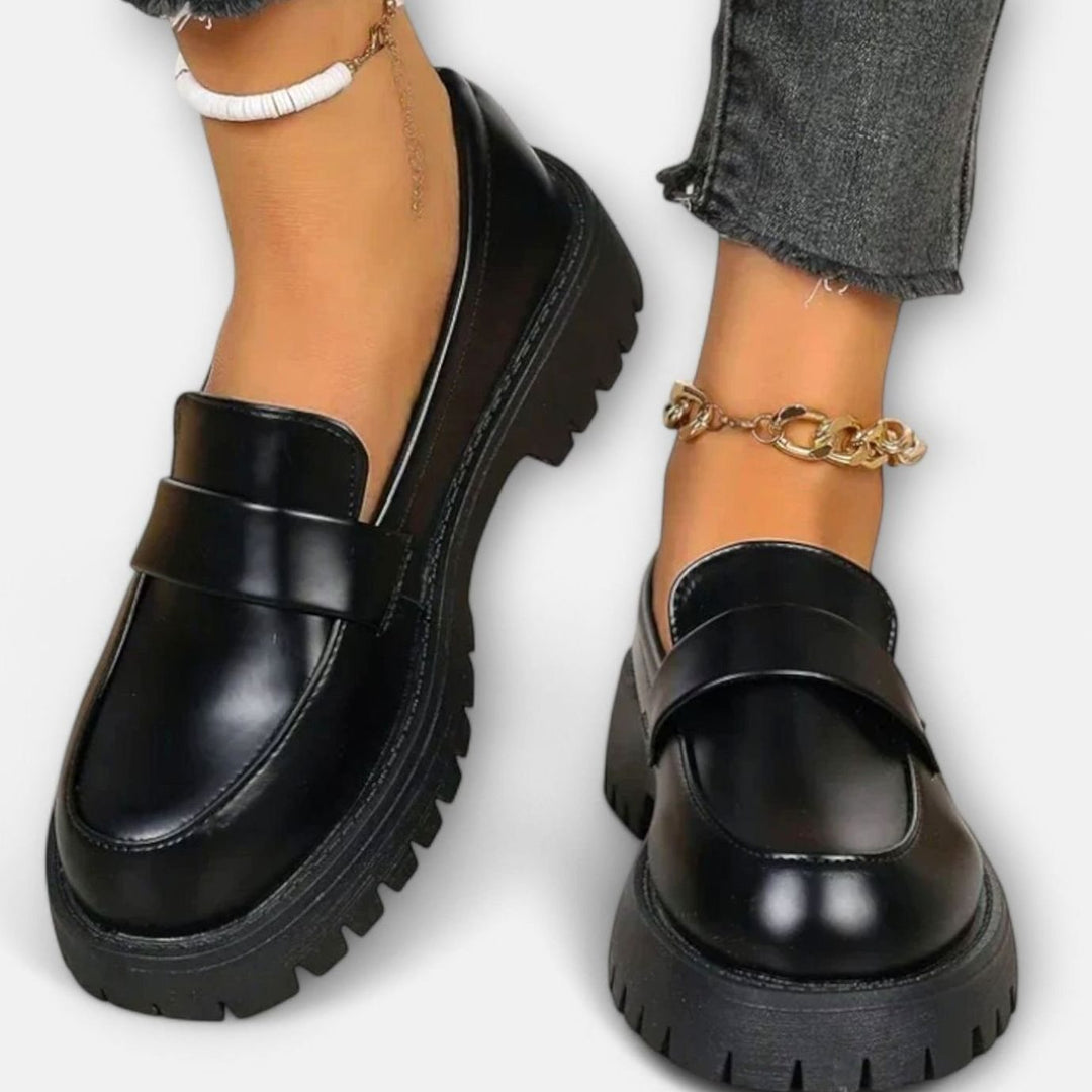 Damen Plateau-Loafer mit orthopädischer Sohle im Chunky-Look