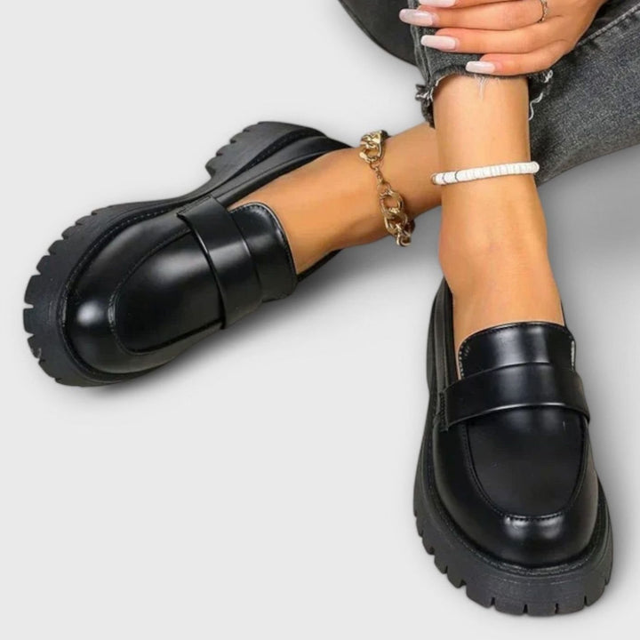 Damen Plateau-Loafer mit orthopädischer Sohle im Chunky-Look