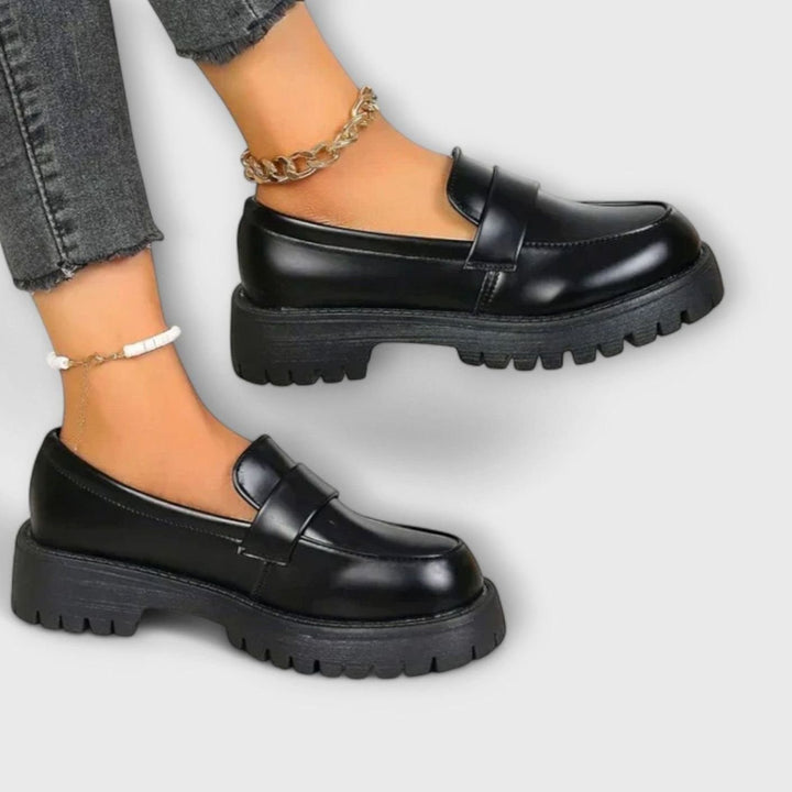 Damen Plateau-Loafer mit orthopädischer Sohle im Chunky-Look