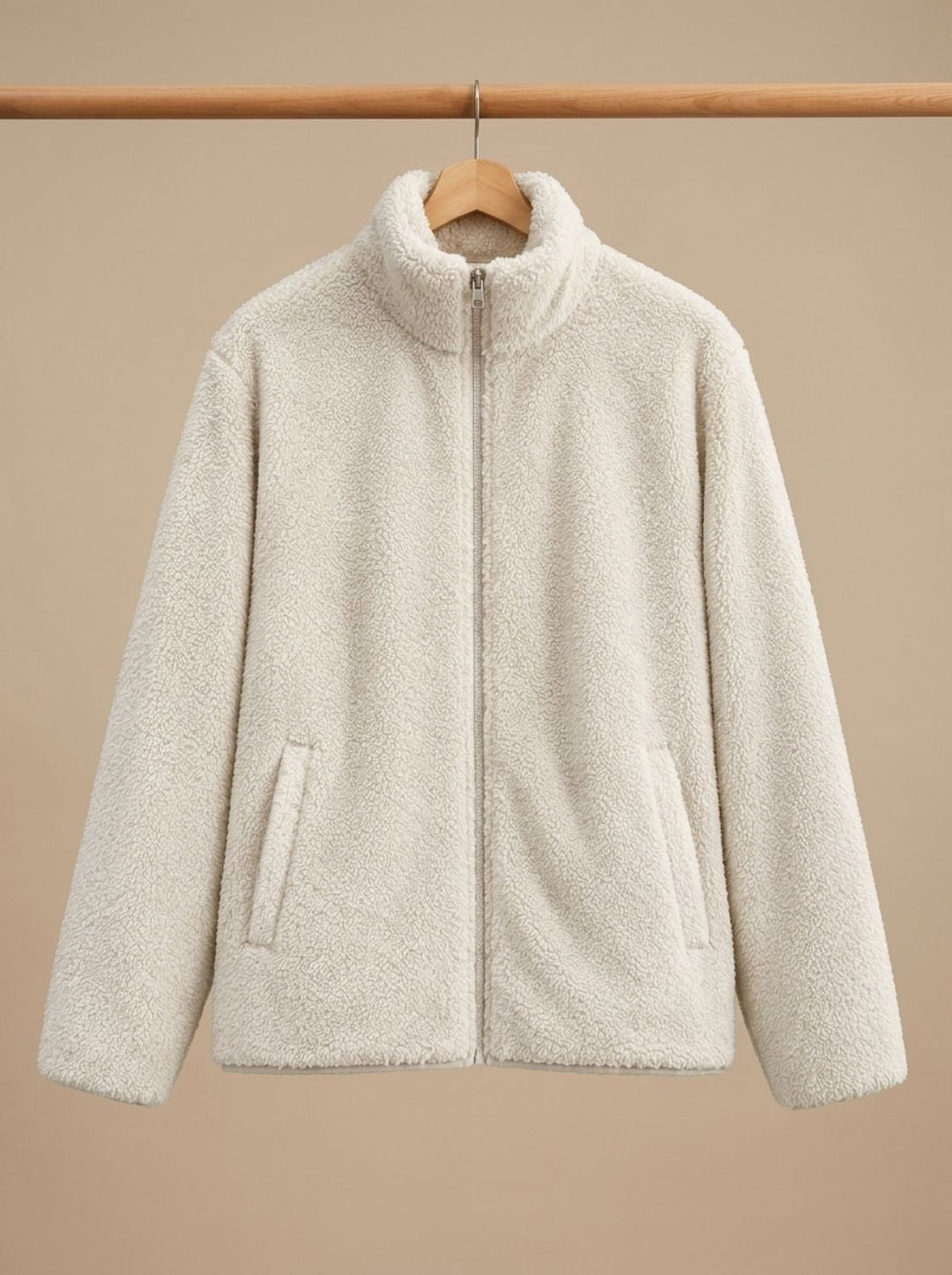 Damen Plüsch-Fleecejacke mit Stehkragen und Reißverschluss Bethany - Weiß