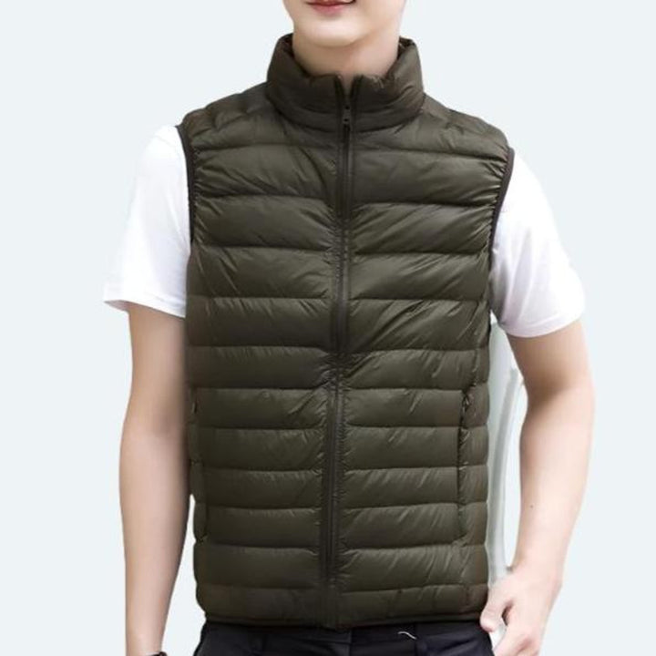 Damen Puffer Vest leichte gesteppte Steppweste mit Reißverschluss - Grün