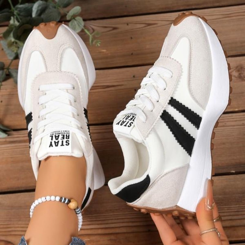 Damen Retro Platform Chunky Sneakers mit Schnürung