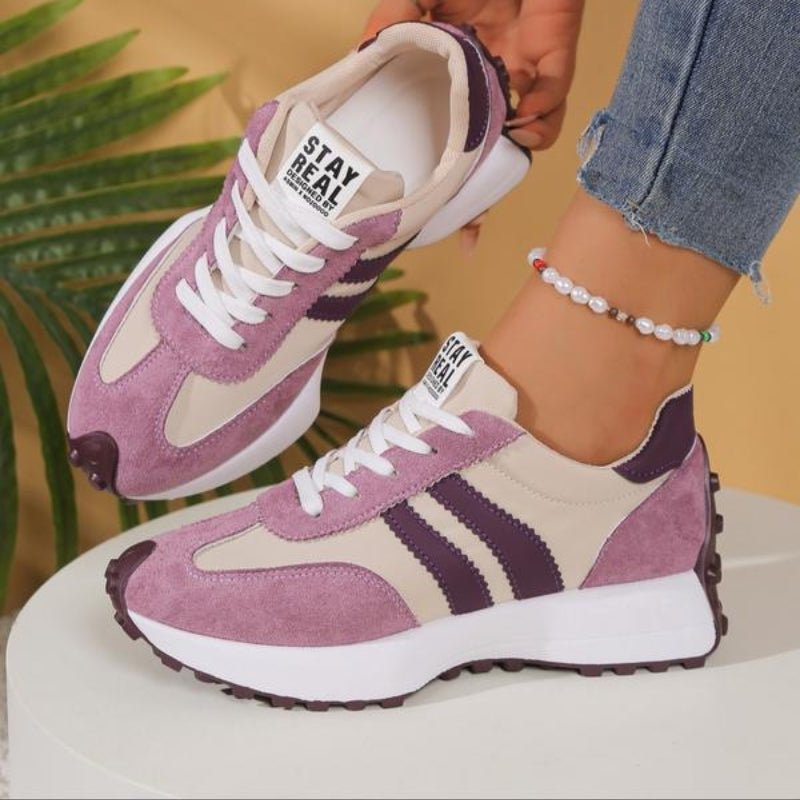 Damen Retro Platform Chunky Sneakers mit Schnürung