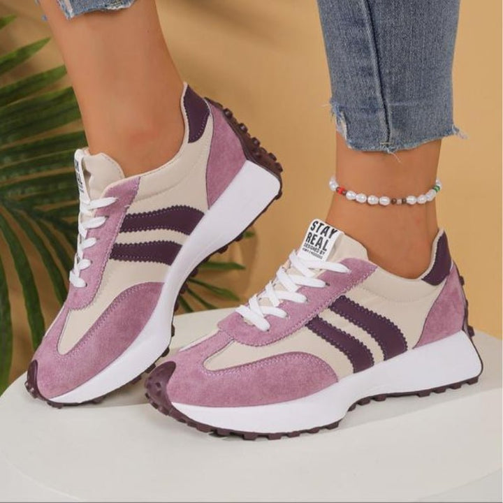 Damen Retro Platform Chunky Sneakers mit Schnürung