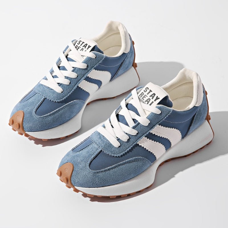 Damen Retro Platform Chunky Sneakers mit Schnürung - Blue