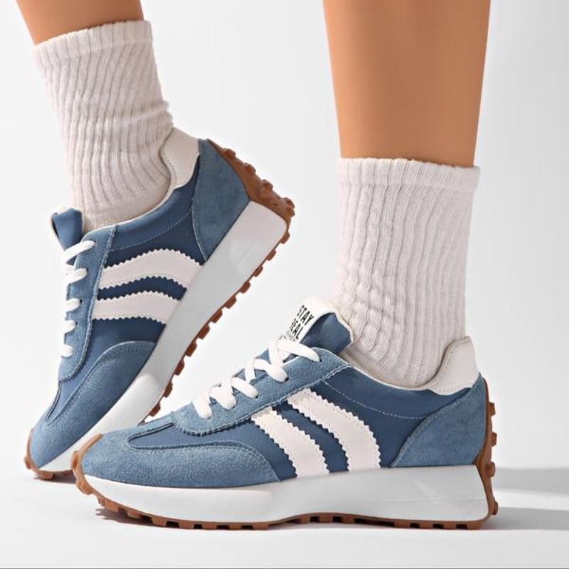 Damen Retro Platform Chunky Sneakers mit Schnürung