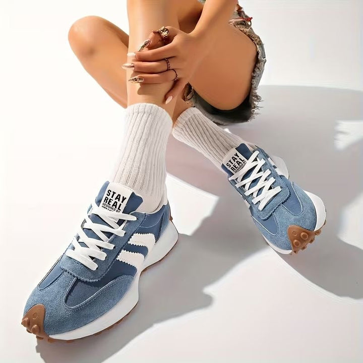 Damen Retro Platform Chunky Sneakers mit Schnürung