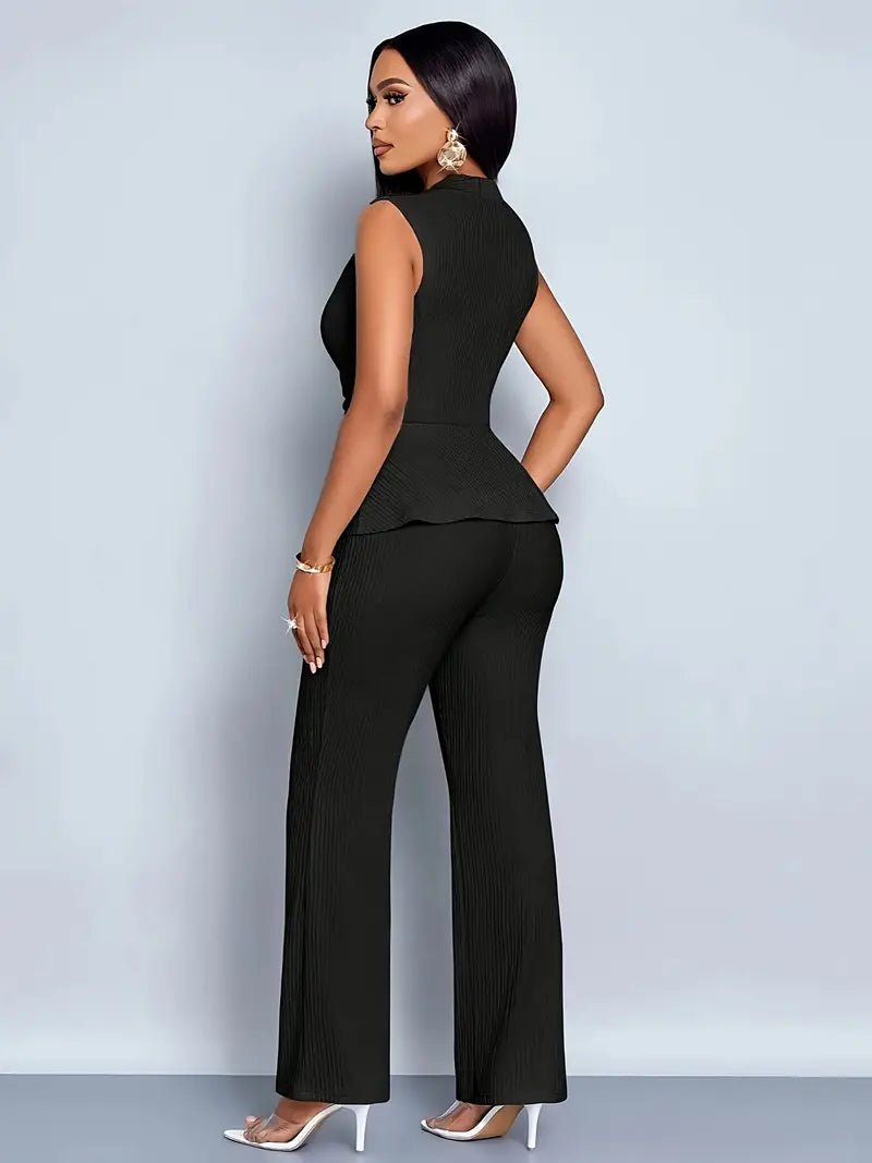 Johanna Peplum Wrap Top and Flared Trousers