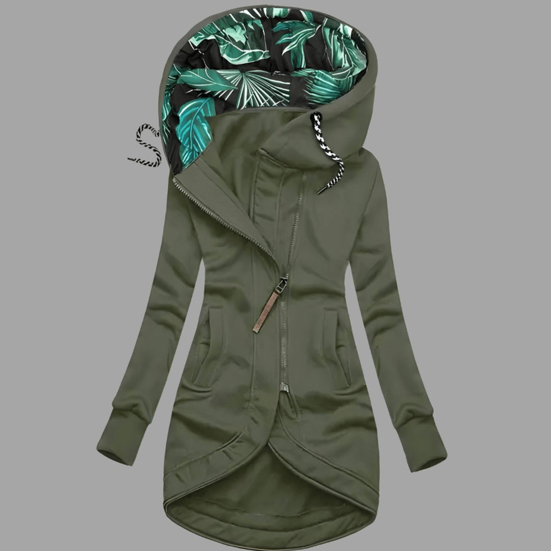 Damen Robuste Winter-Shelljacke mit Kapuze Reißverschluss Lang - Grün