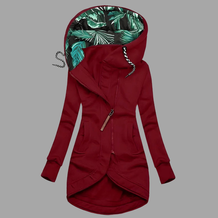 Damen Robuste Winter-Shelljacke mit Kapuze Reißverschluss Lang - Rot
