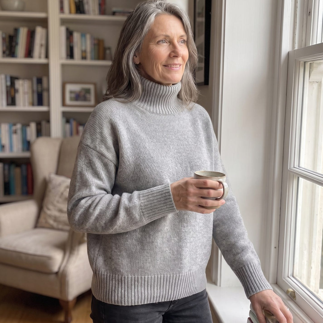 Damen Rollkragenpullover aus reinem Kaschmir Oversize