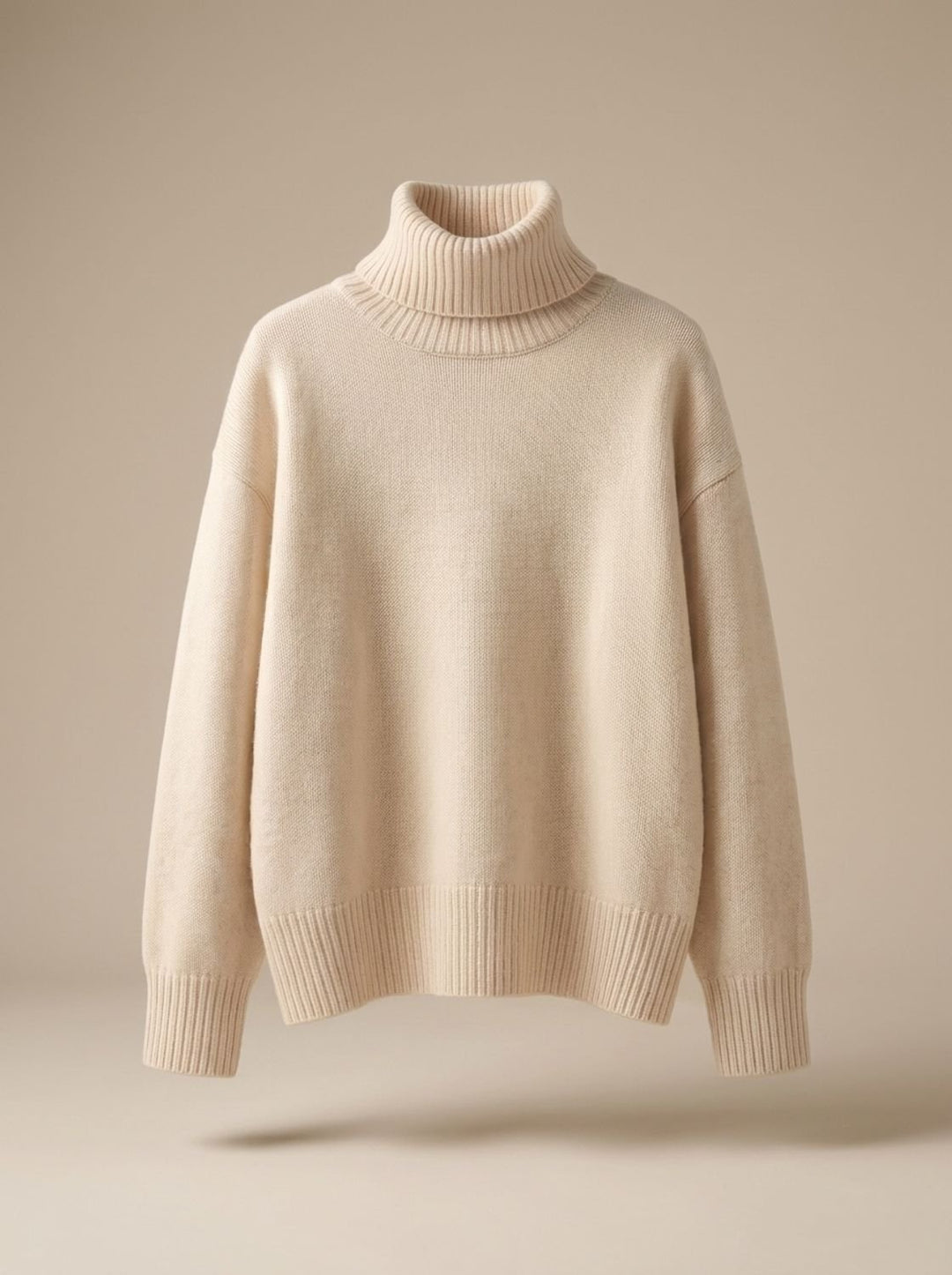 Damen Rollkragenpullover aus reinem Kaschmir Oversize - Beige