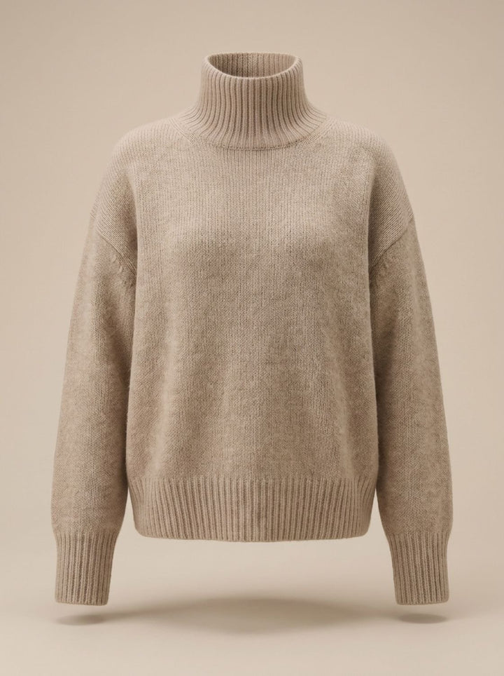 Damen Rollkragenpullover aus reinem Kaschmir Oversize - Khaki