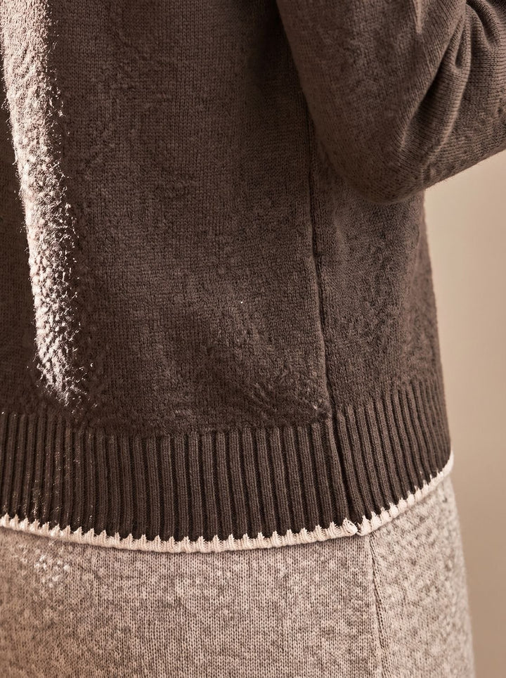 Damen Rollkragenpullover Halbkragen Strick Rauten-Muster Langarm