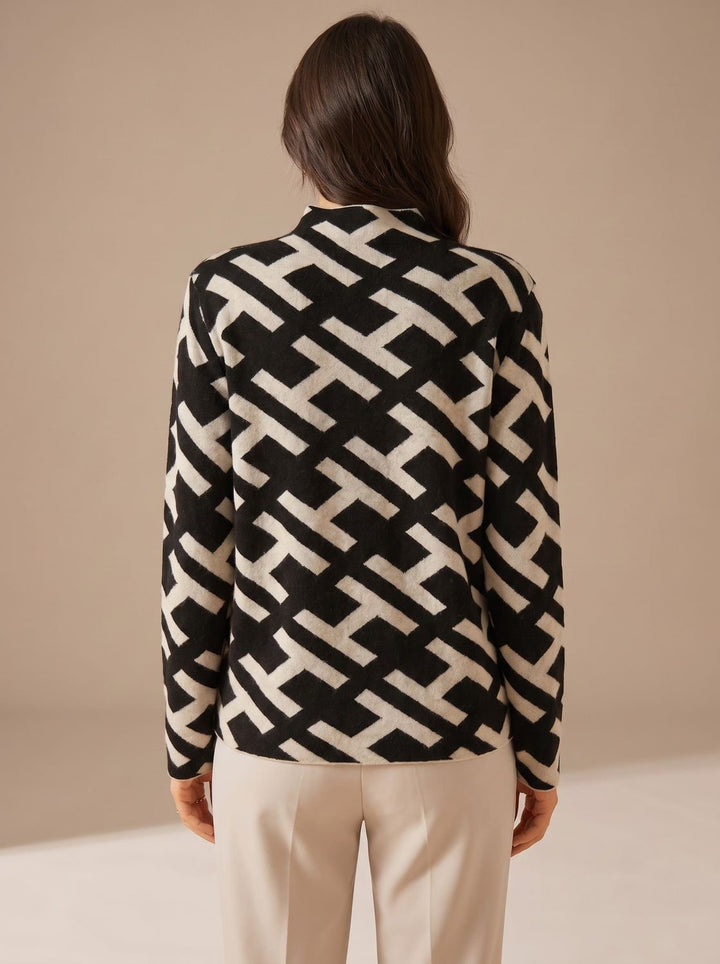 Damen Rollkragenpullover mit geometrischem Monogramm-Muster