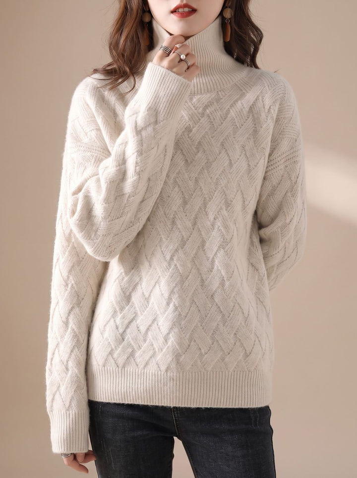 Damen Rollkragenpullover mit Strickmuster Oversized Winterpullover