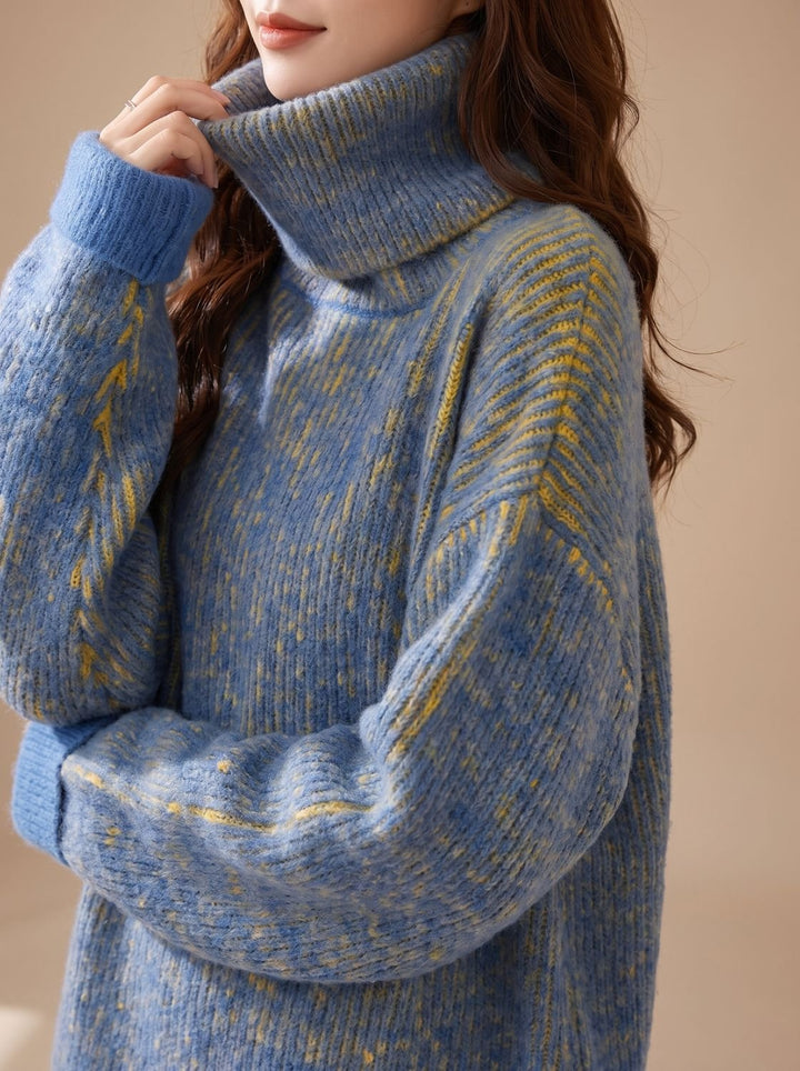 Damen Rollkragenpullover Oversize Grobstrick Winterpullover