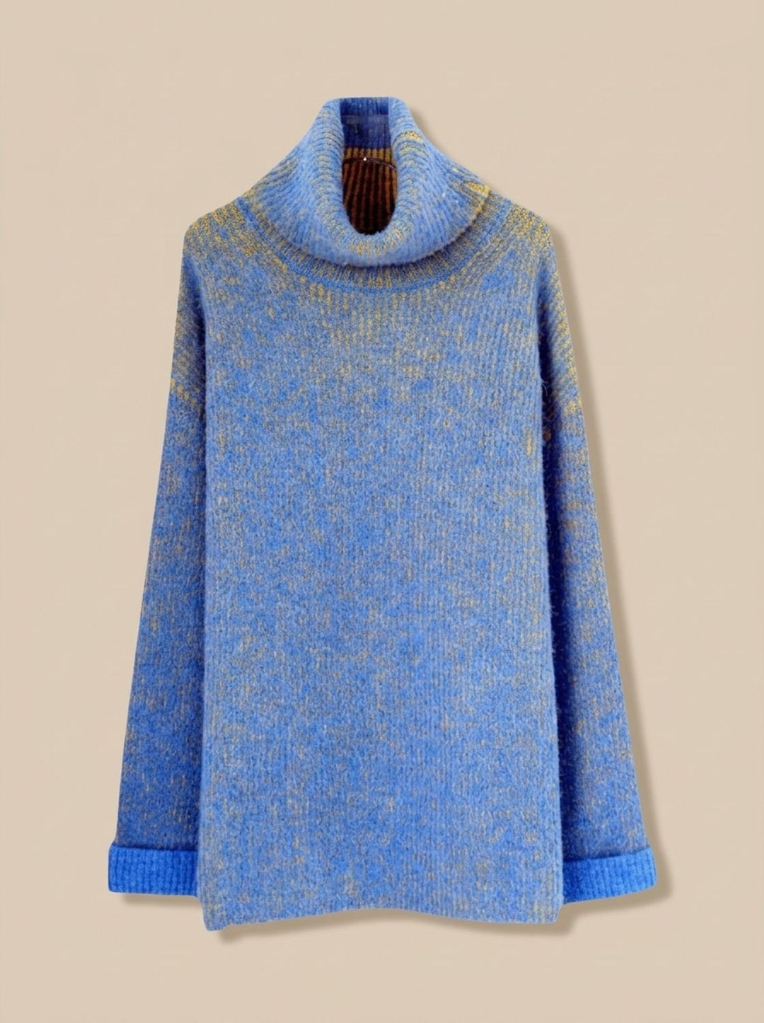 Damen Rollkragenpullover Oversize Grobstrick Winterpullover - Blau