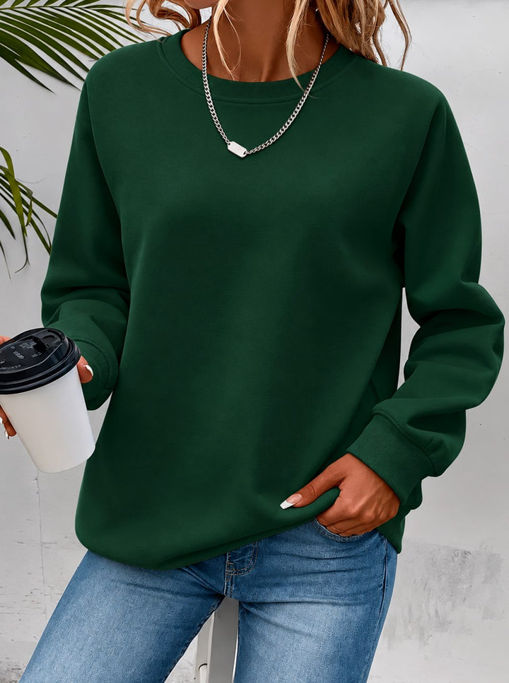 Damen Rundhals-Sweatshirt Lockere Passform Langarm - Grün