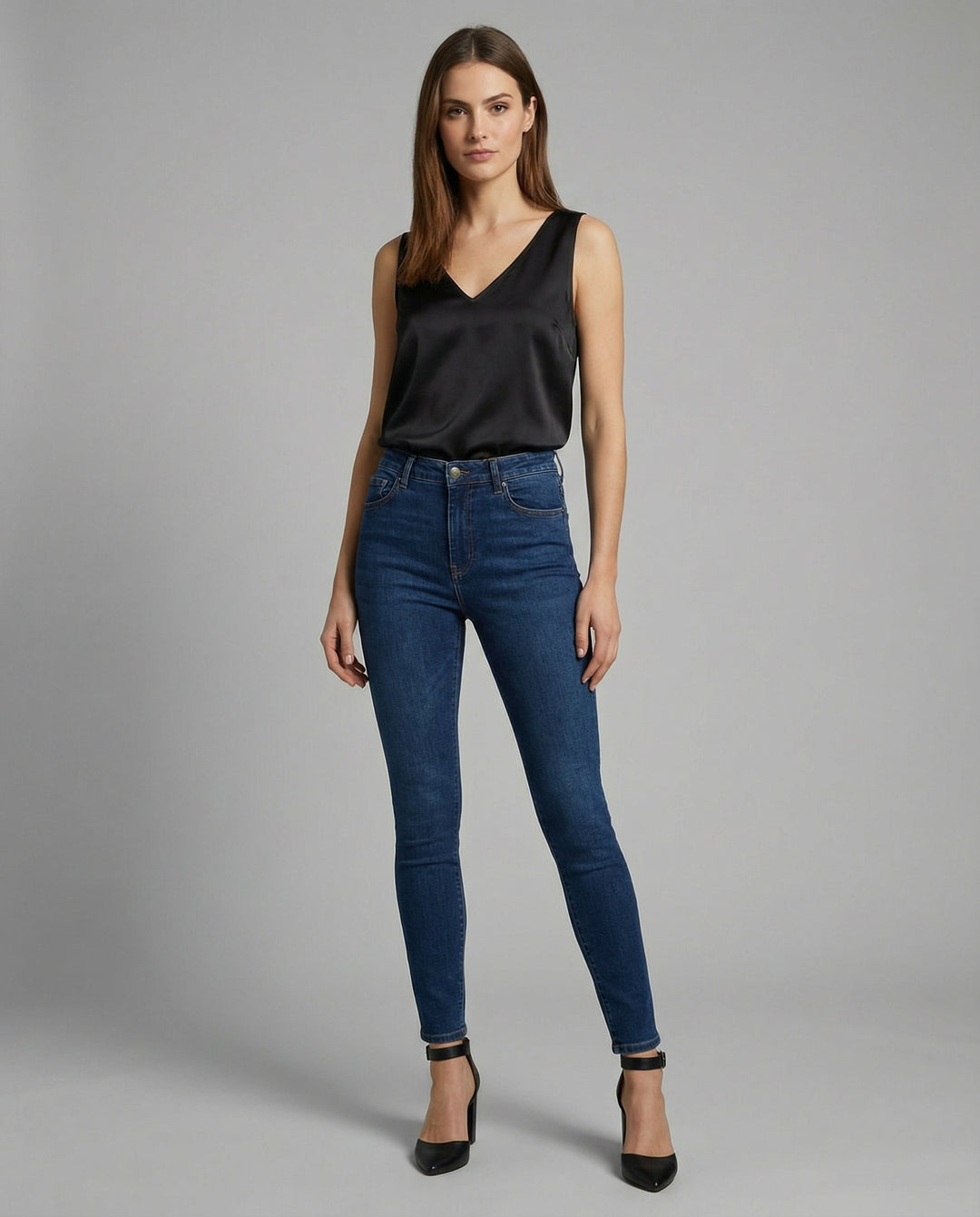 Damen Satin Camisole V-Ausschnitt Träger-Top