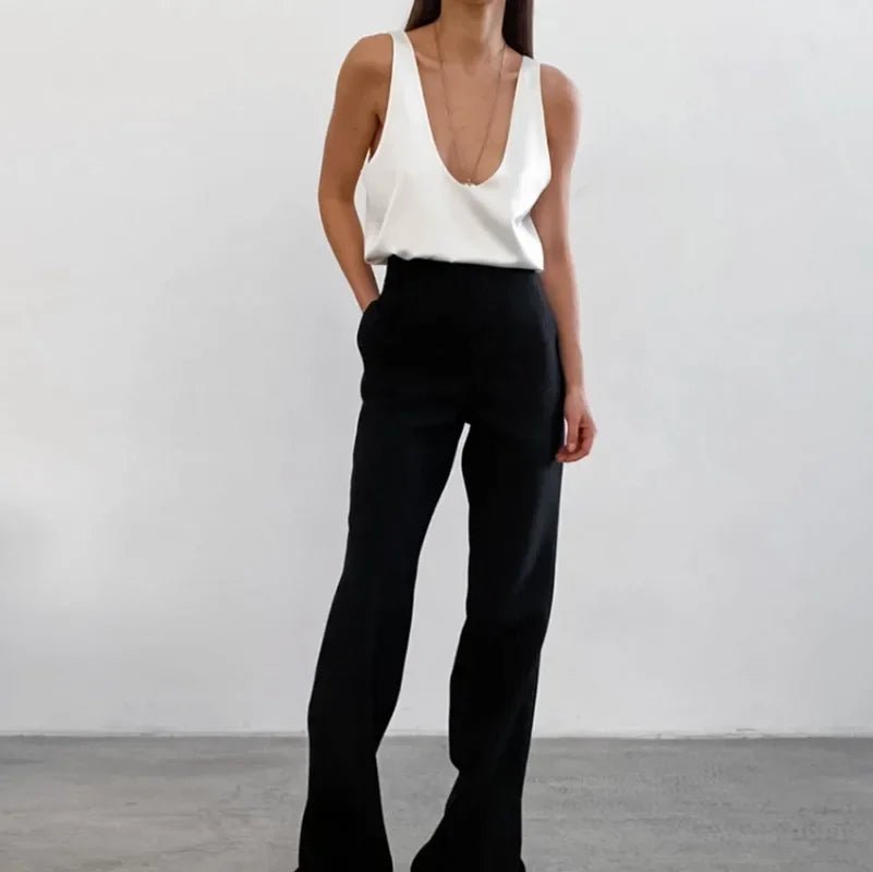 Damen Satin Tank Top mit tiefem U-Ausschnitt