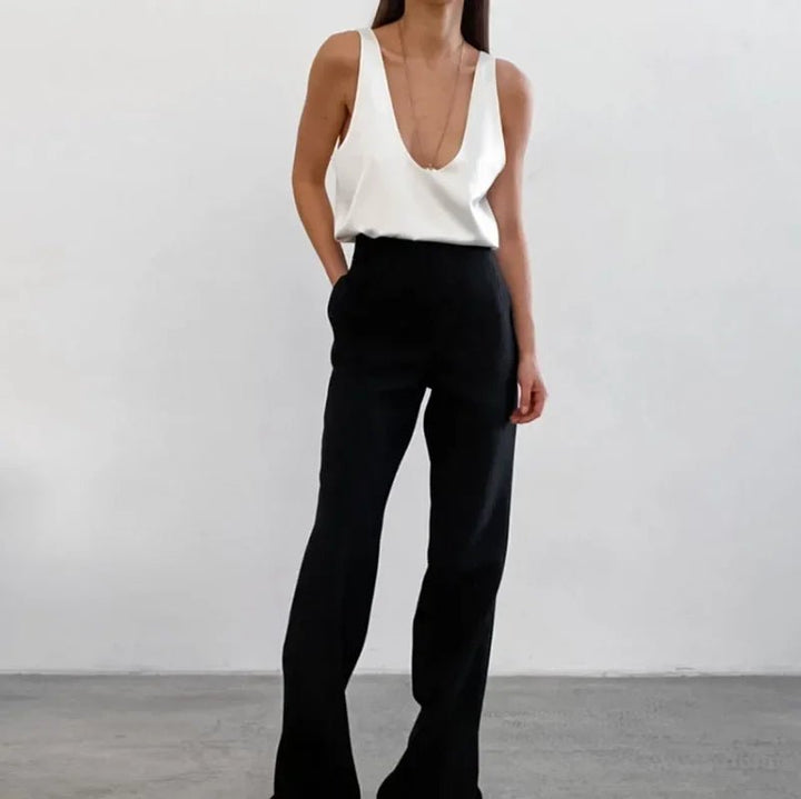 Damen Satin Tank Top mit tiefem U-Ausschnitt