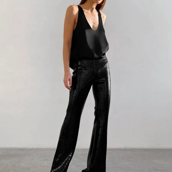 Damen Satin Tank Top mit tiefem U-Ausschnitt