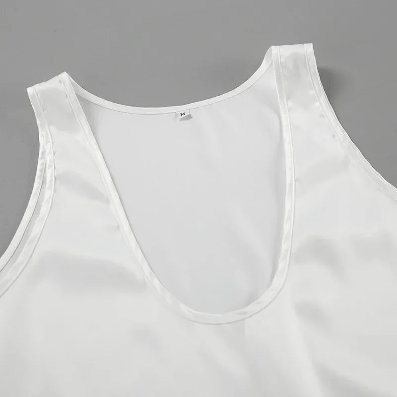 Damen Satin Tank Top mit tiefem U-Ausschnitt