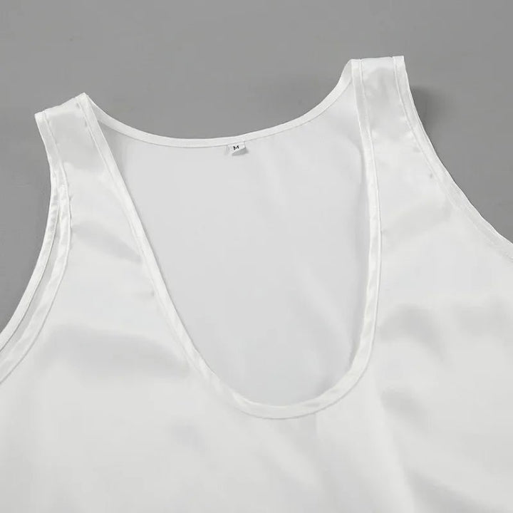 Damen Satin Tank Top mit tiefem U-Ausschnitt