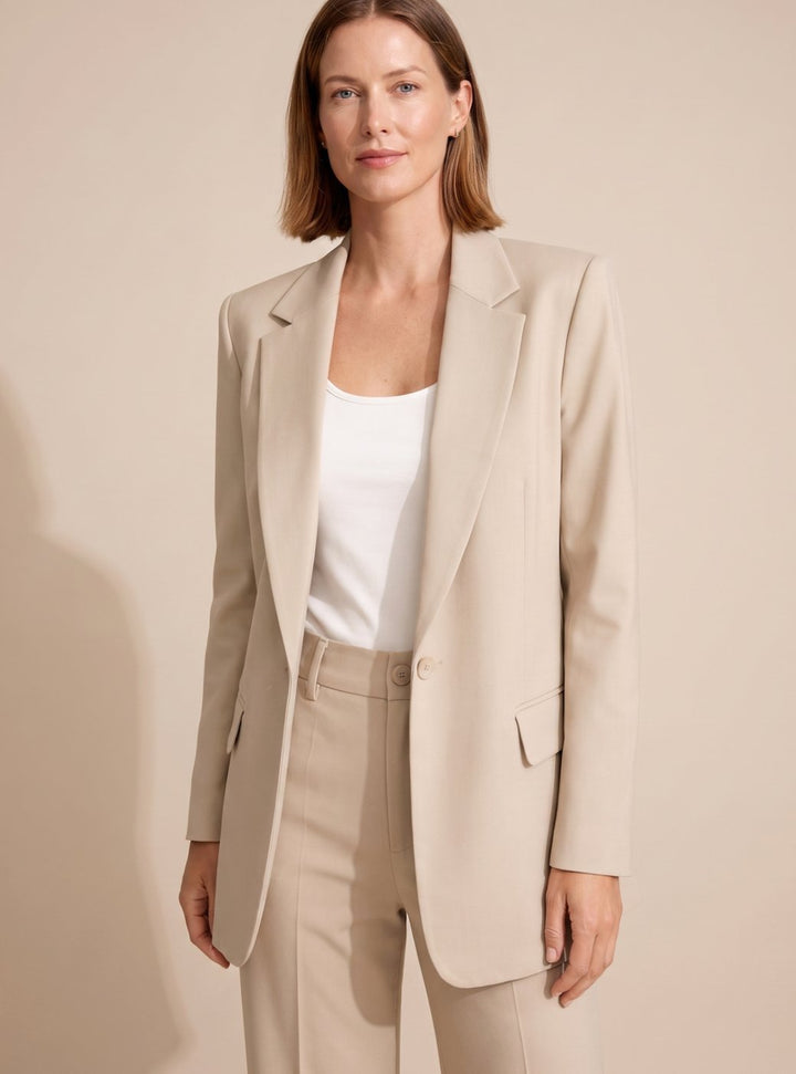 Damen Schlaghosen-Blazer-Anzug elegant zweiteiler - Beige