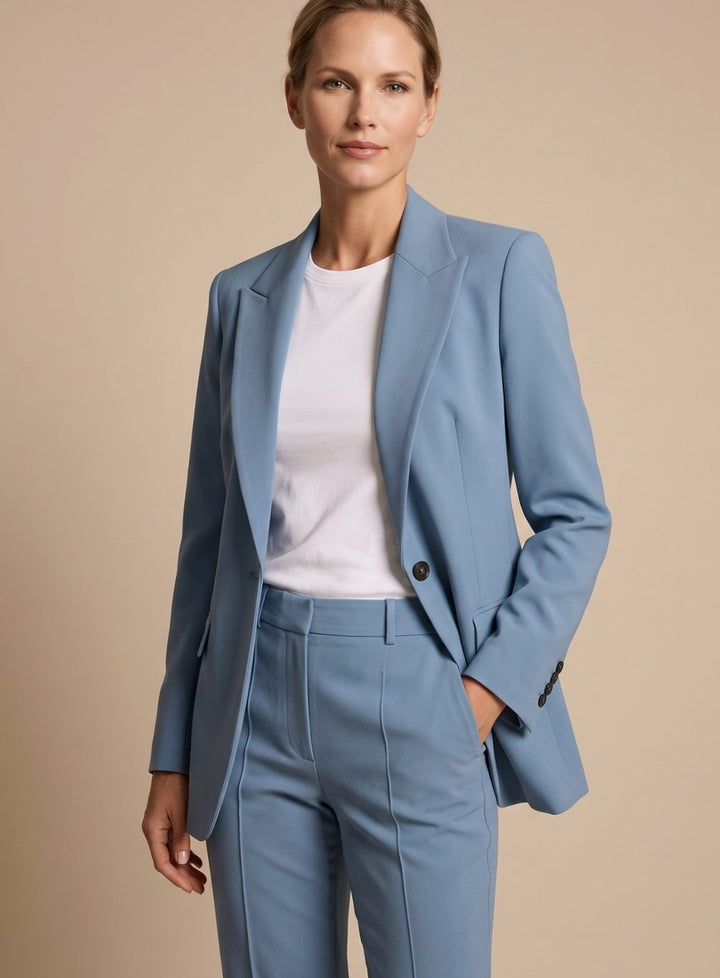 Damen Schlaghosen-Blazer-Anzug elegant zweiteiler - Marineblau