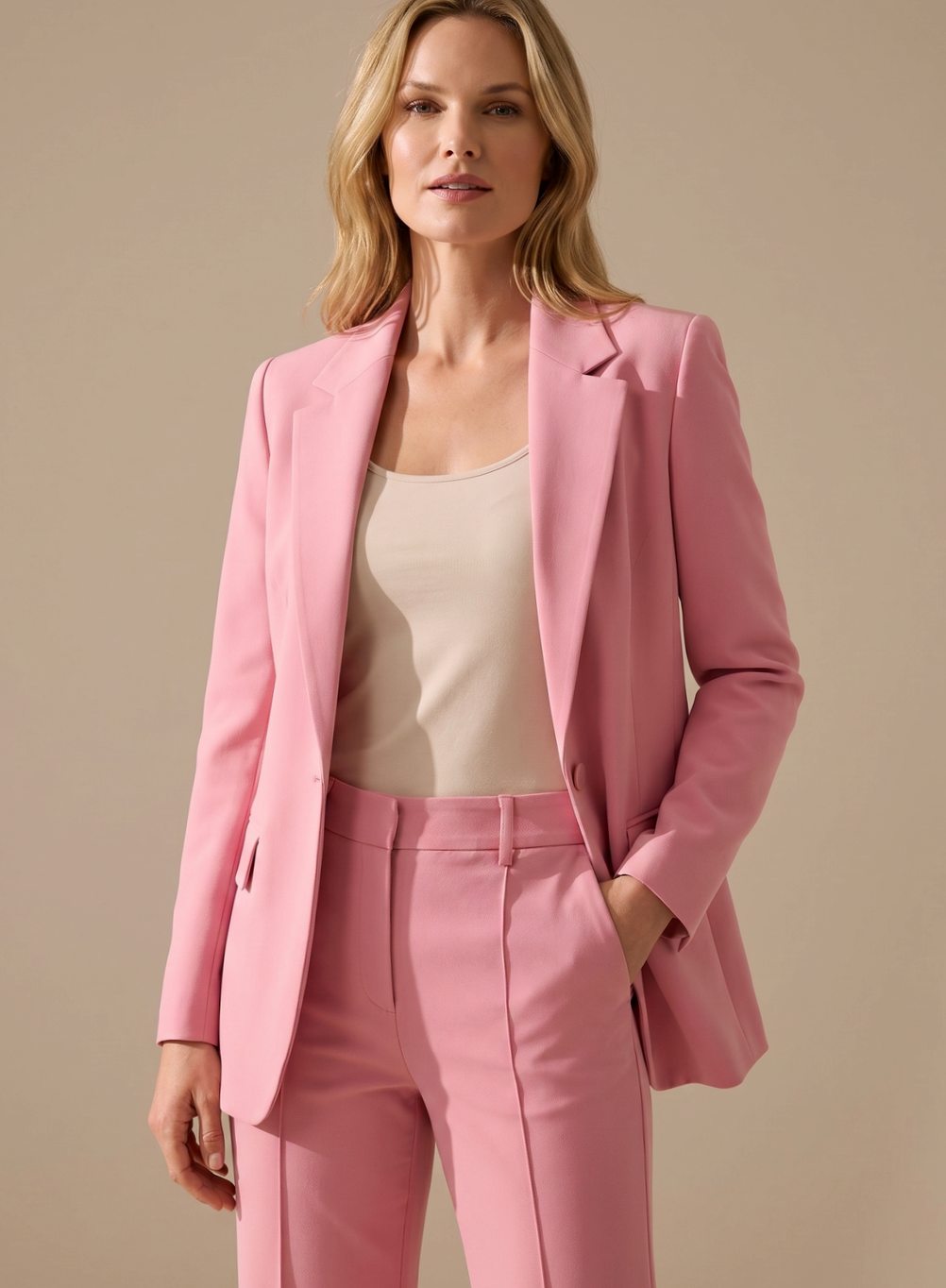 Damen Schlaghosen-Blazer-Anzug elegant zweiteiler - Rosa