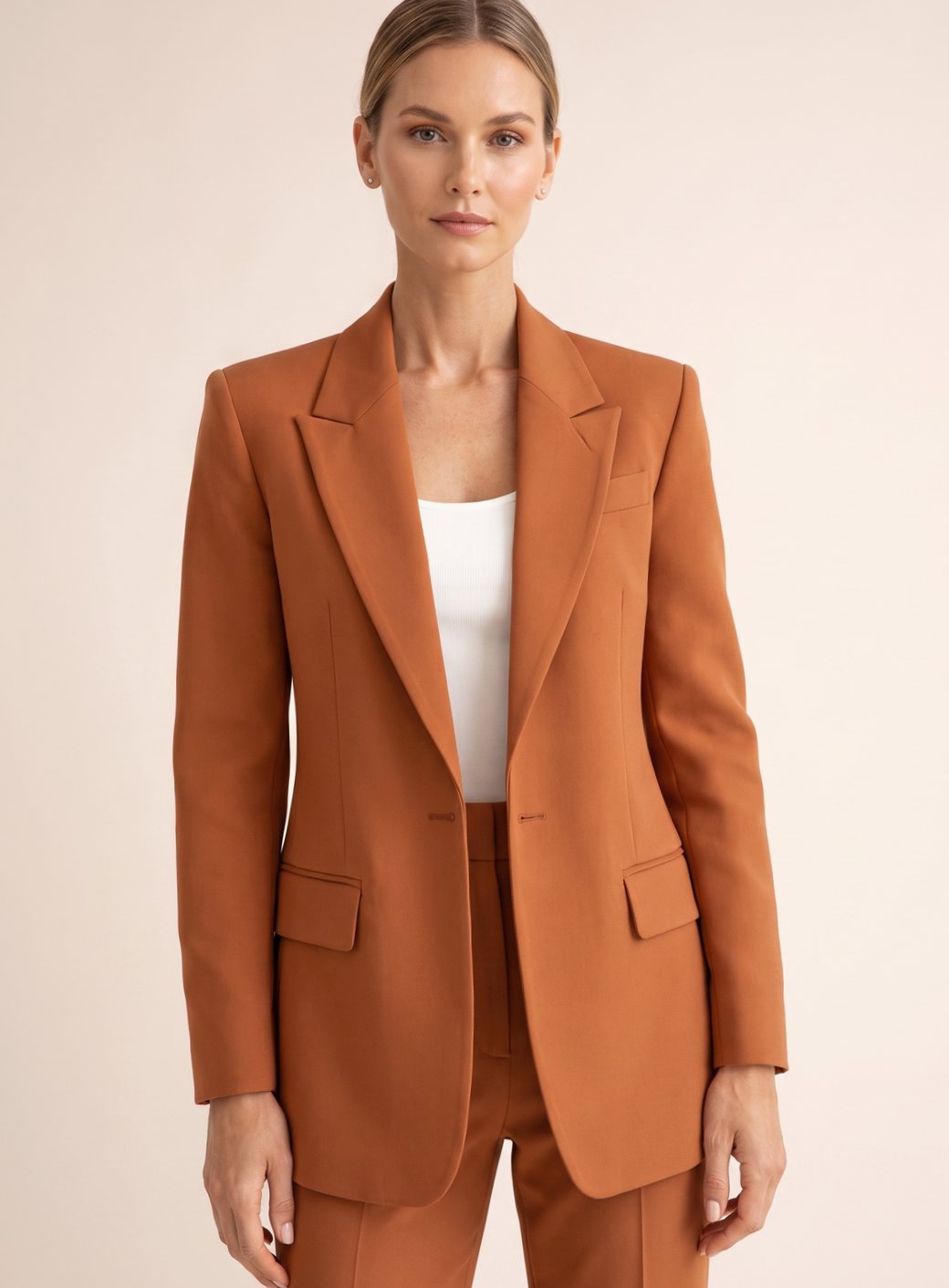 Damen Schlaghosen-Blazer-Anzug elegant zweiteiler - Braun