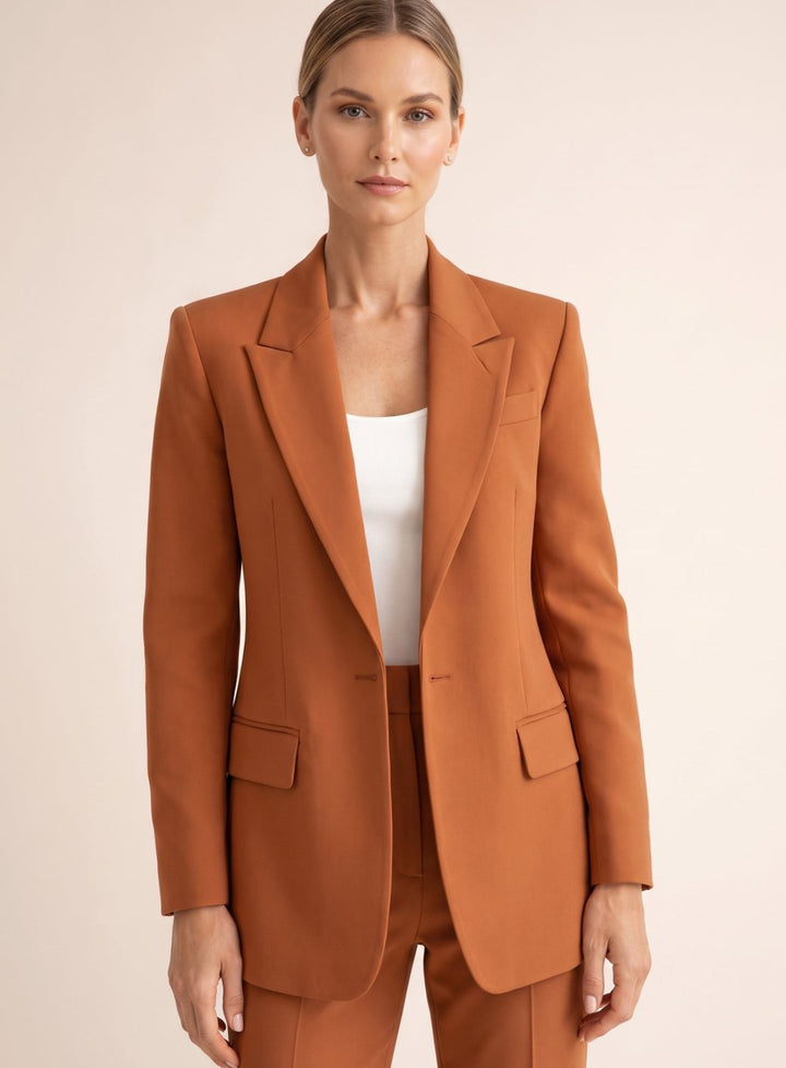 Damen Schlaghosen-Blazer-Anzug elegant zweiteiler - Braun