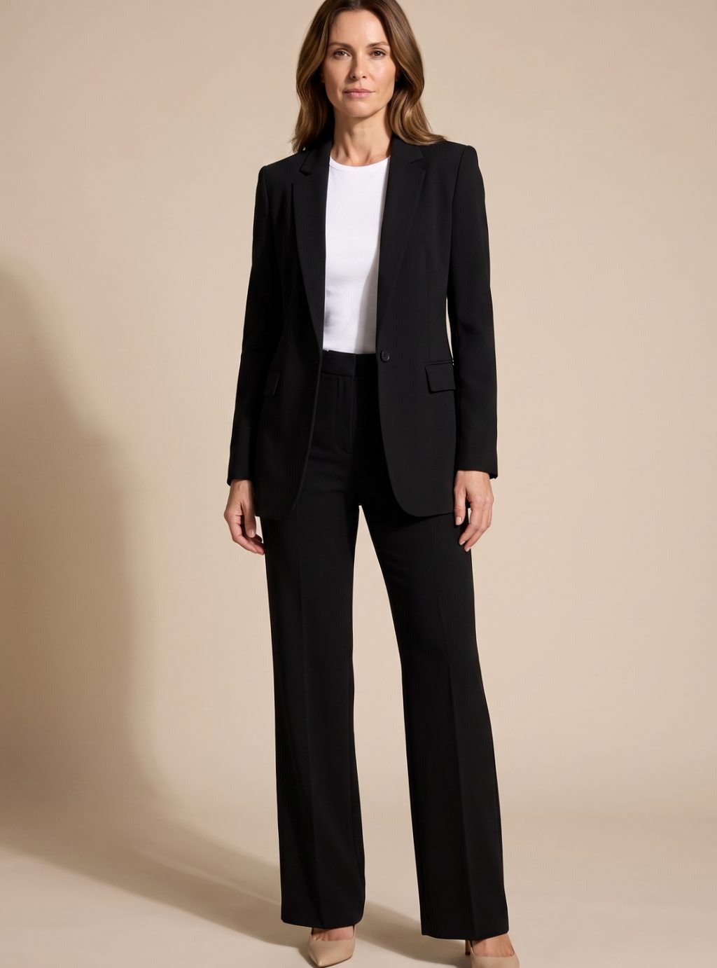 Damen Schlaghosen-Blazer-Anzug elegant zweiteiler - Schwarz
