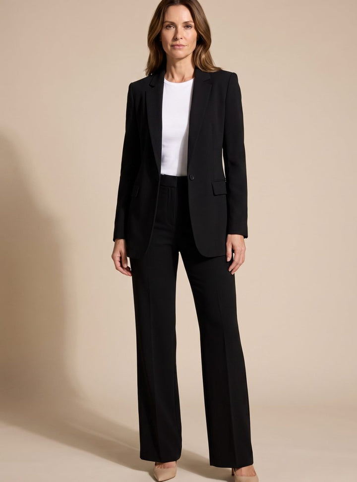 Damen Schlaghosen-Blazer-Anzug elegant zweiteiler - Schwarz