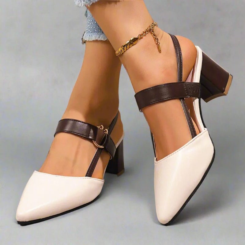 Damen Spitze T-Strap Blockabsatz Pumps
